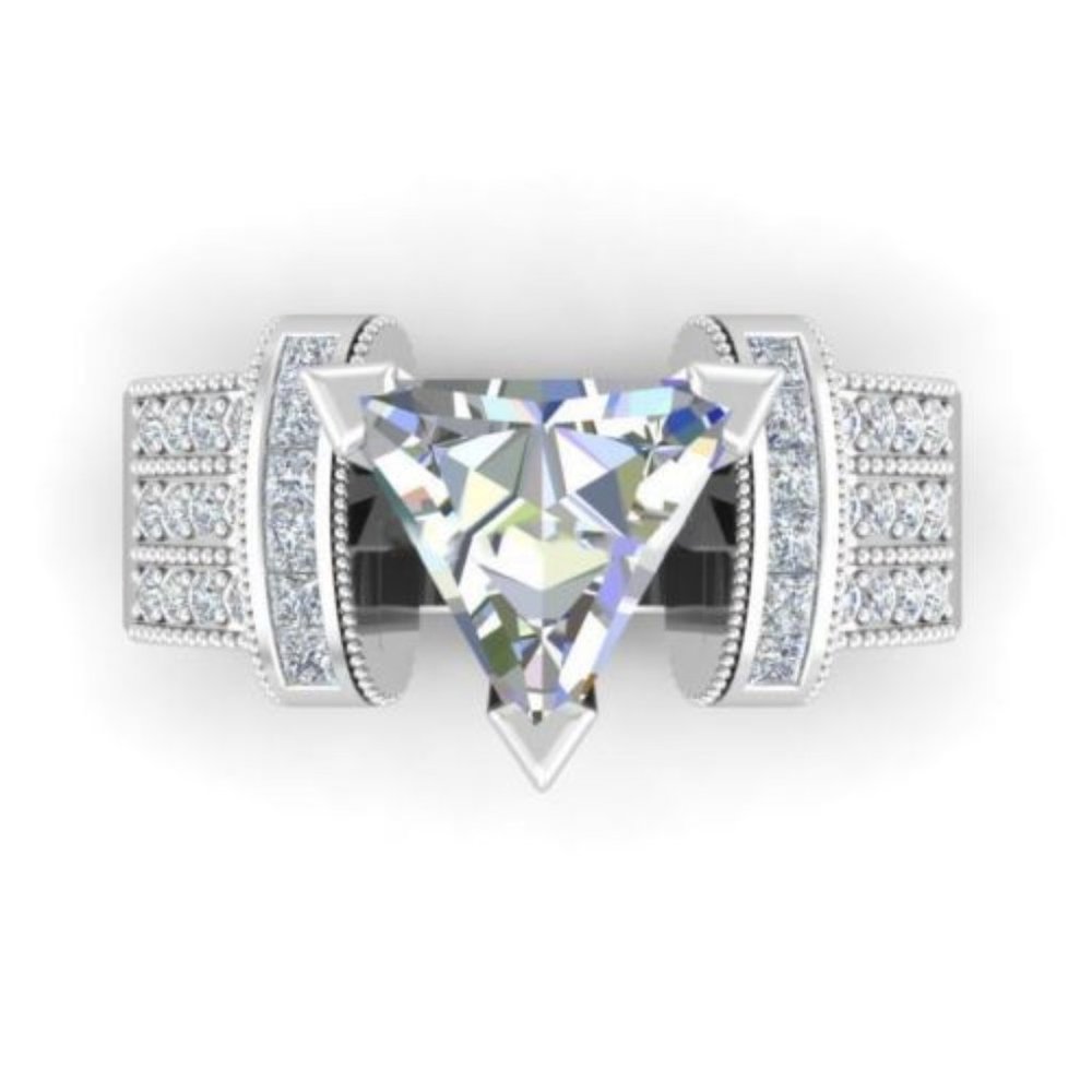 925/18K Trillion Cut White Sapphire RING